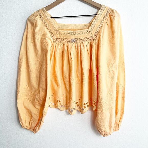 UNIVERSAL THREAD BLOUSE WOMENS SMALL ORANGE EMBROIDERED CUTOUT BALLOON TOP - Picture 2 of 7